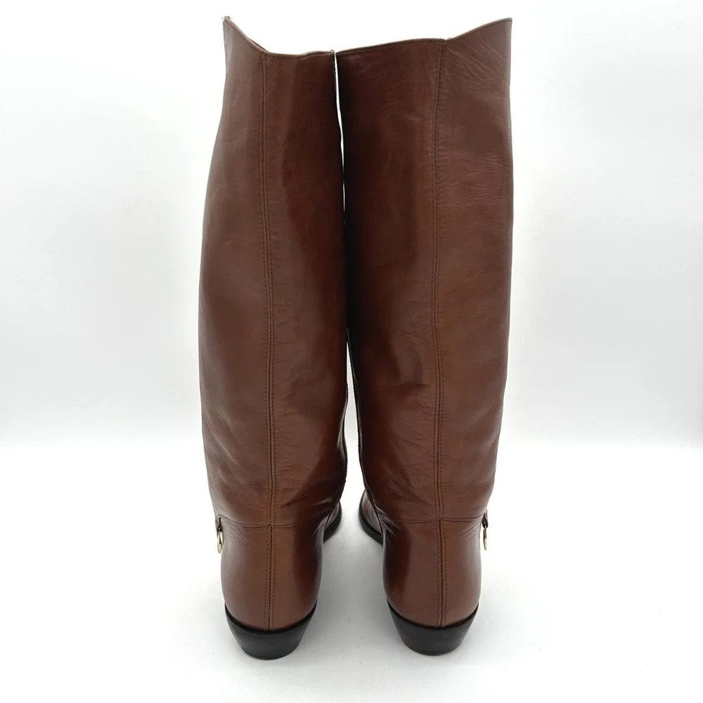 Vintage 90s Etienne Aigner 7774 Brown Leather Knee High Boots Women's Size 8M